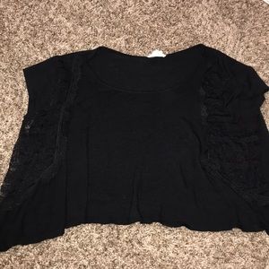 LA Hearts crop top with lace mesh panels